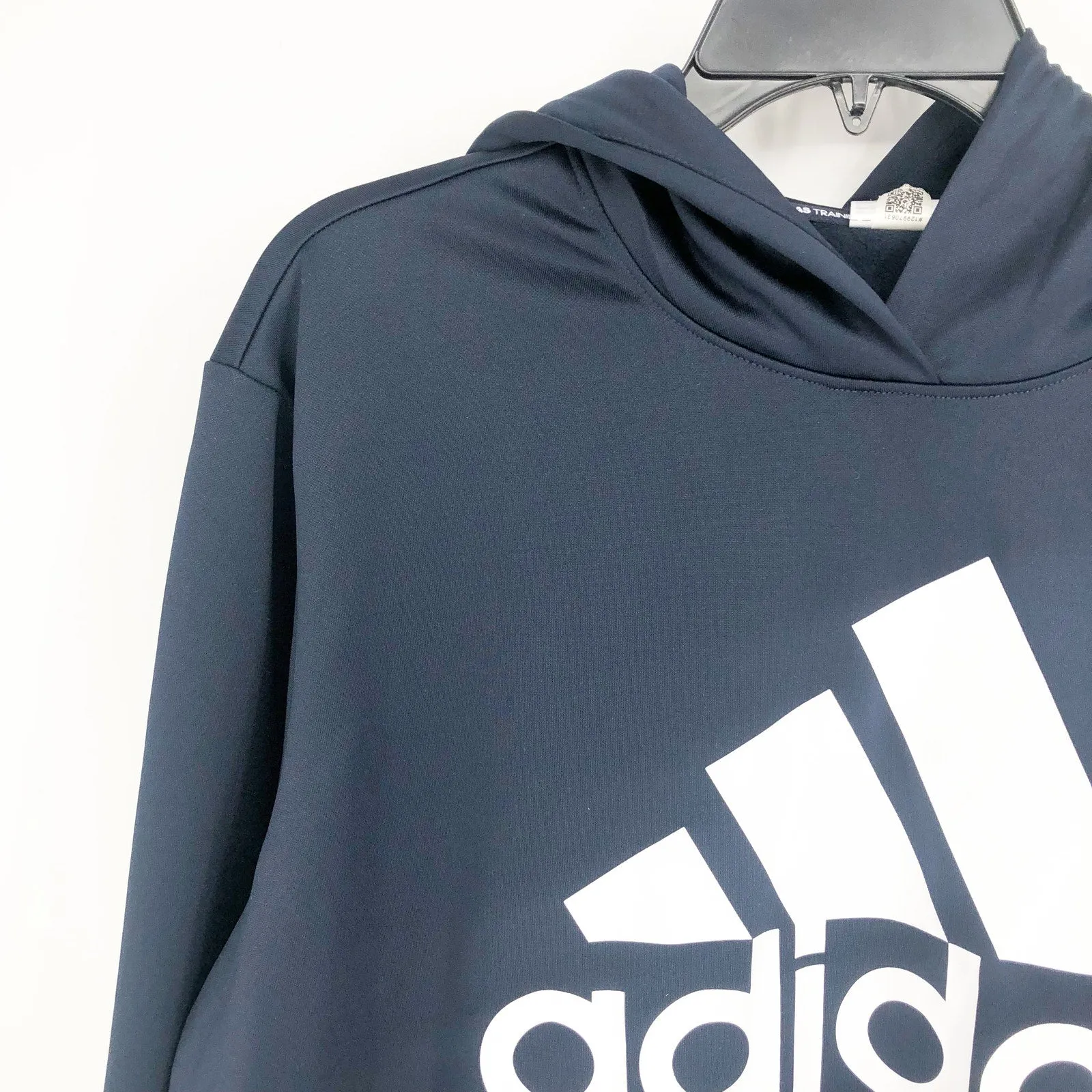 ADIDAS Women's Aeroready Big-Logo Hoodie 1X Navy Blue Sweatshirt NWT