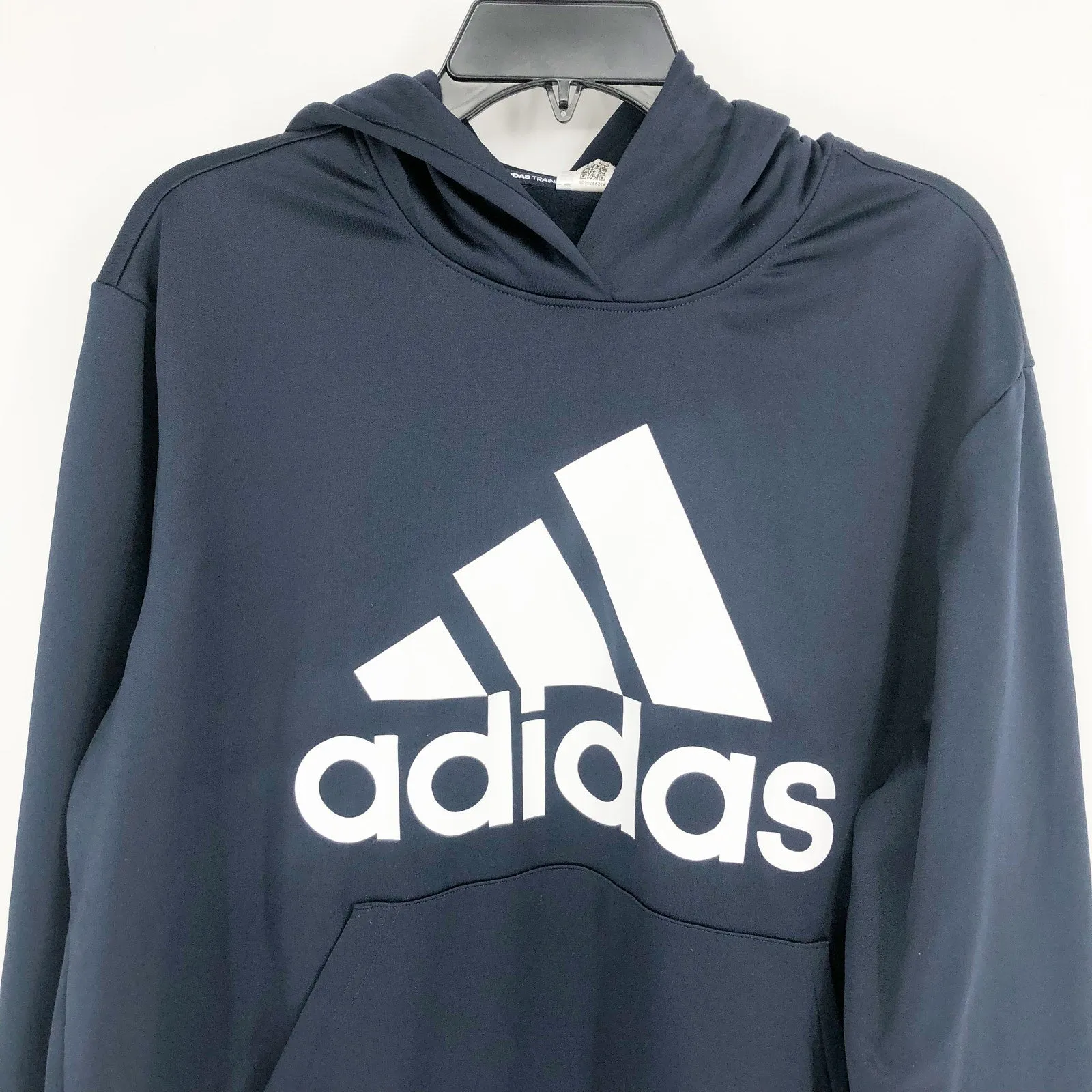 ADIDAS Women's Aeroready Big-Logo Hoodie 1X Navy Blue Sweatshirt NWT