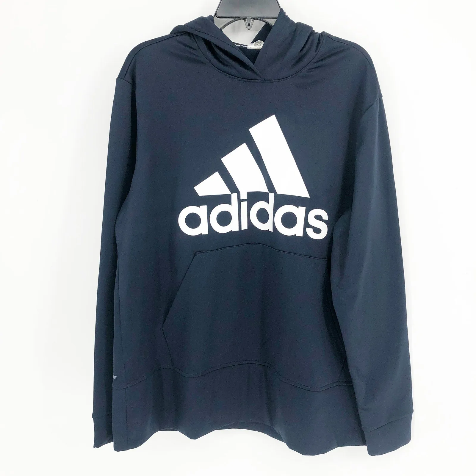ADIDAS Women's Aeroready Big-Logo Hoodie 1X Navy Blue Sweatshirt NWT