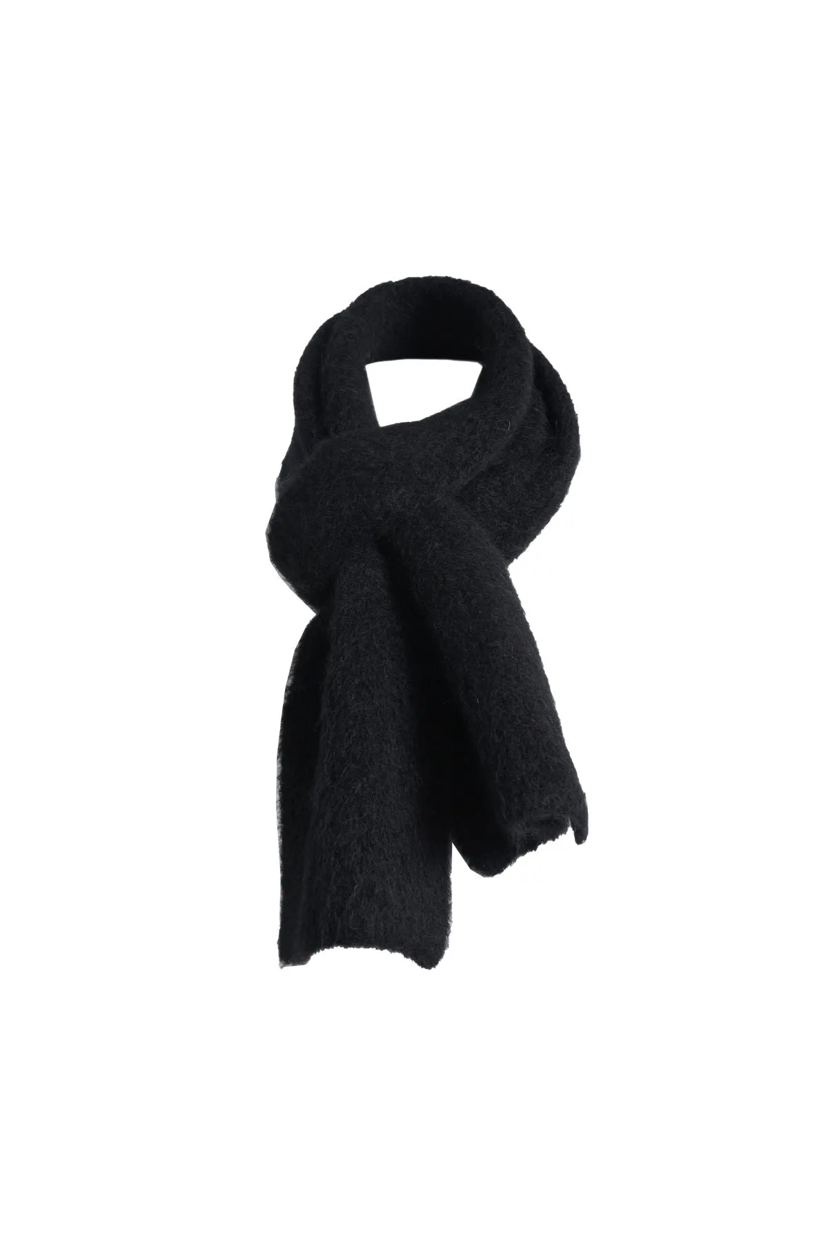 Aspen Knit Scarf Black in Alpaca