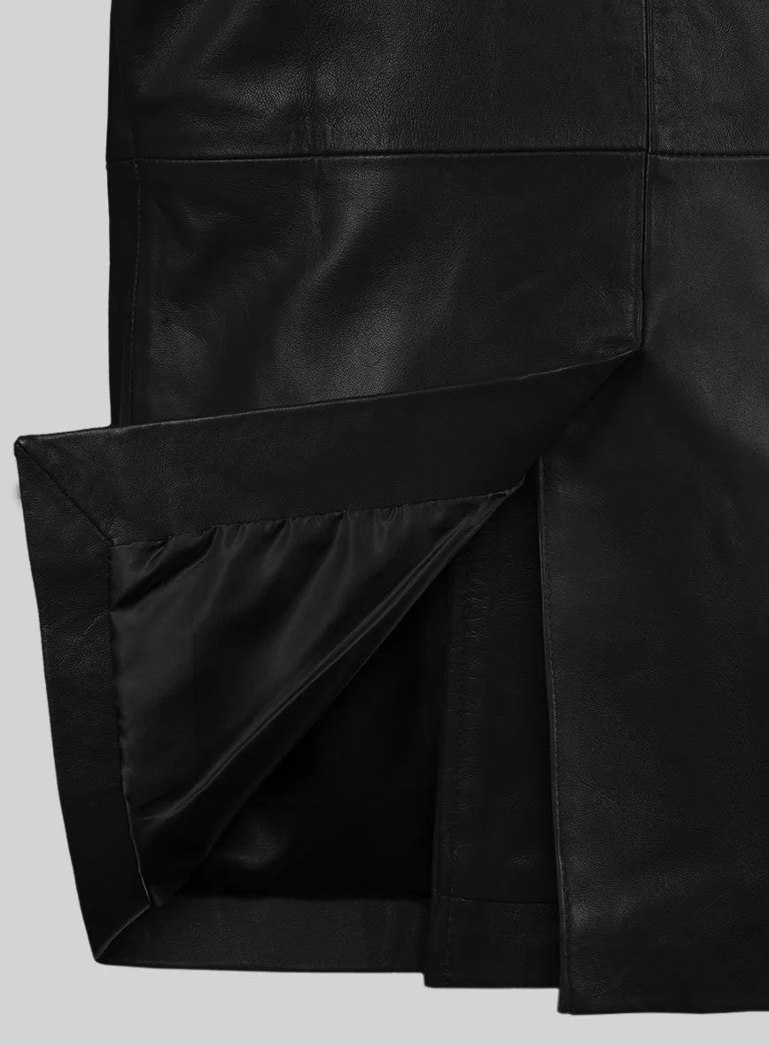 Black Leather Pea Coat