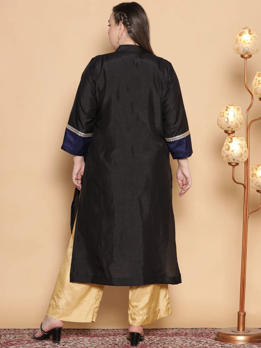 Black Silk Ethnic Jacket