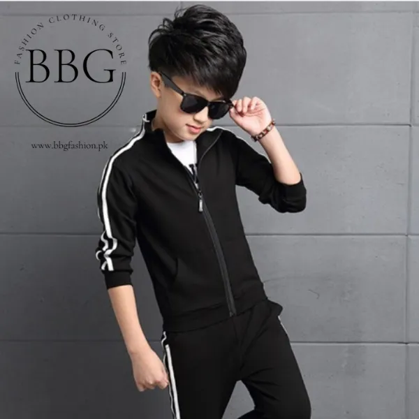 Black Stripe Kids Tracksuit