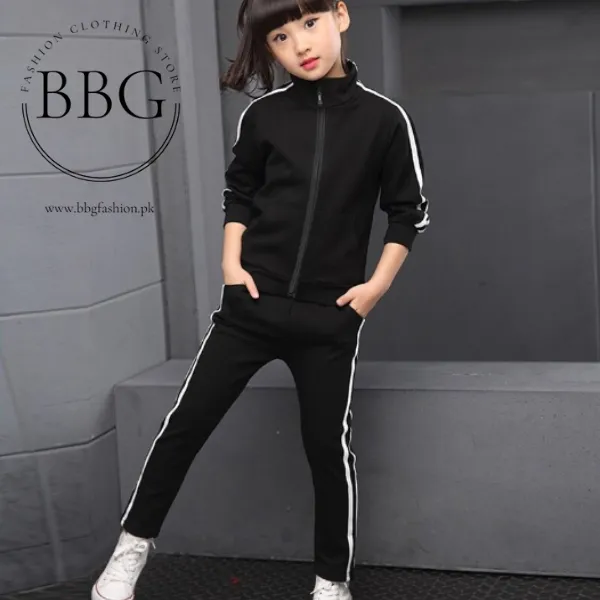 Black Stripe Kids Tracksuit