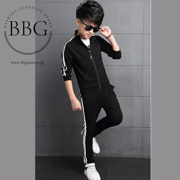 Black Stripe Kids Tracksuit