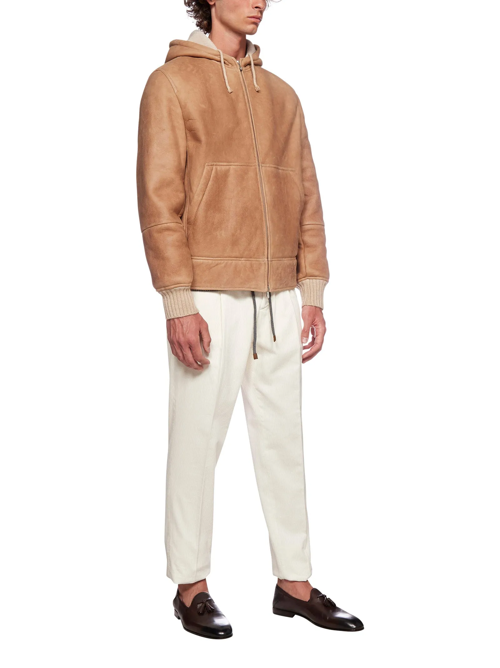 Brunello Cucinelli Hooded Shearling Leather Jacket