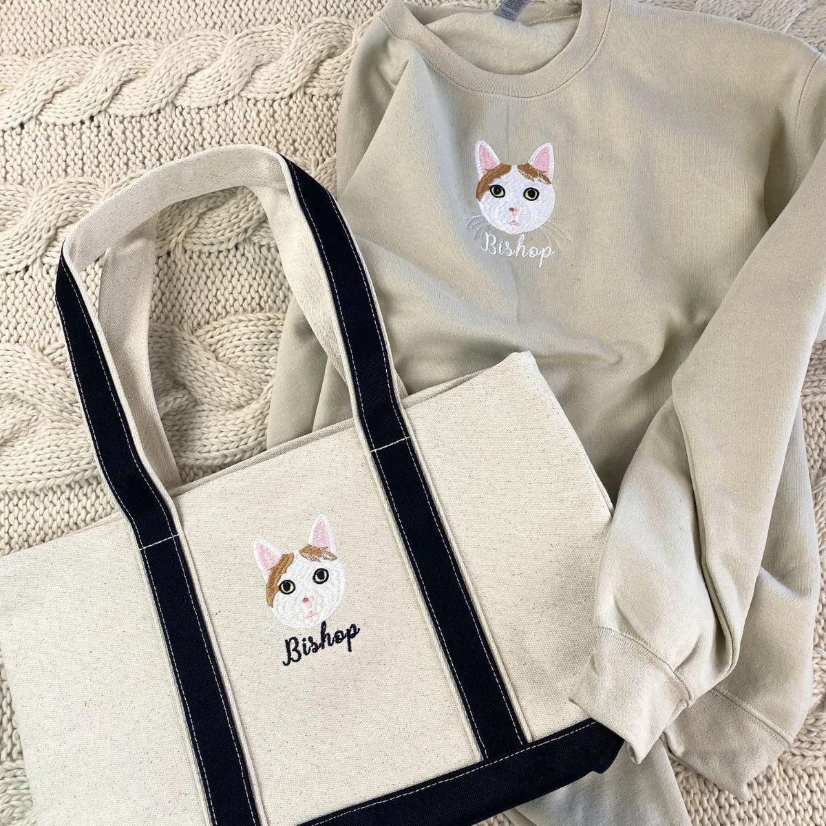Cat Lover Trio Pack: Embroidered Sweatshirt & Hat & Tote Bag