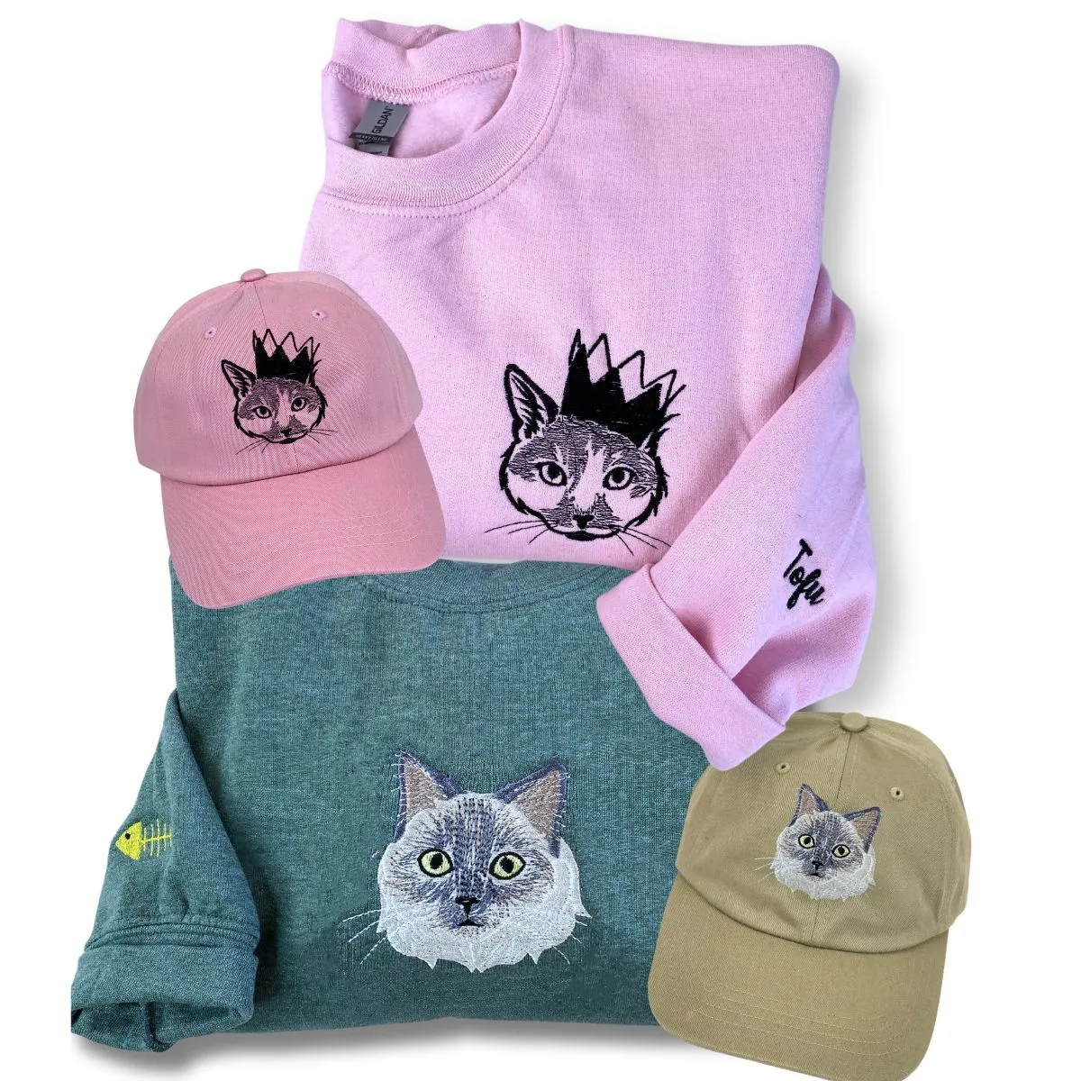 Cat Lover Trio Pack: Embroidered Sweatshirt & Hat & Tote Bag