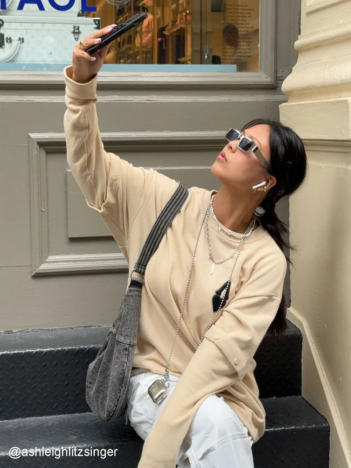 City of Love Button Detachable Sleeve Sweatshirt