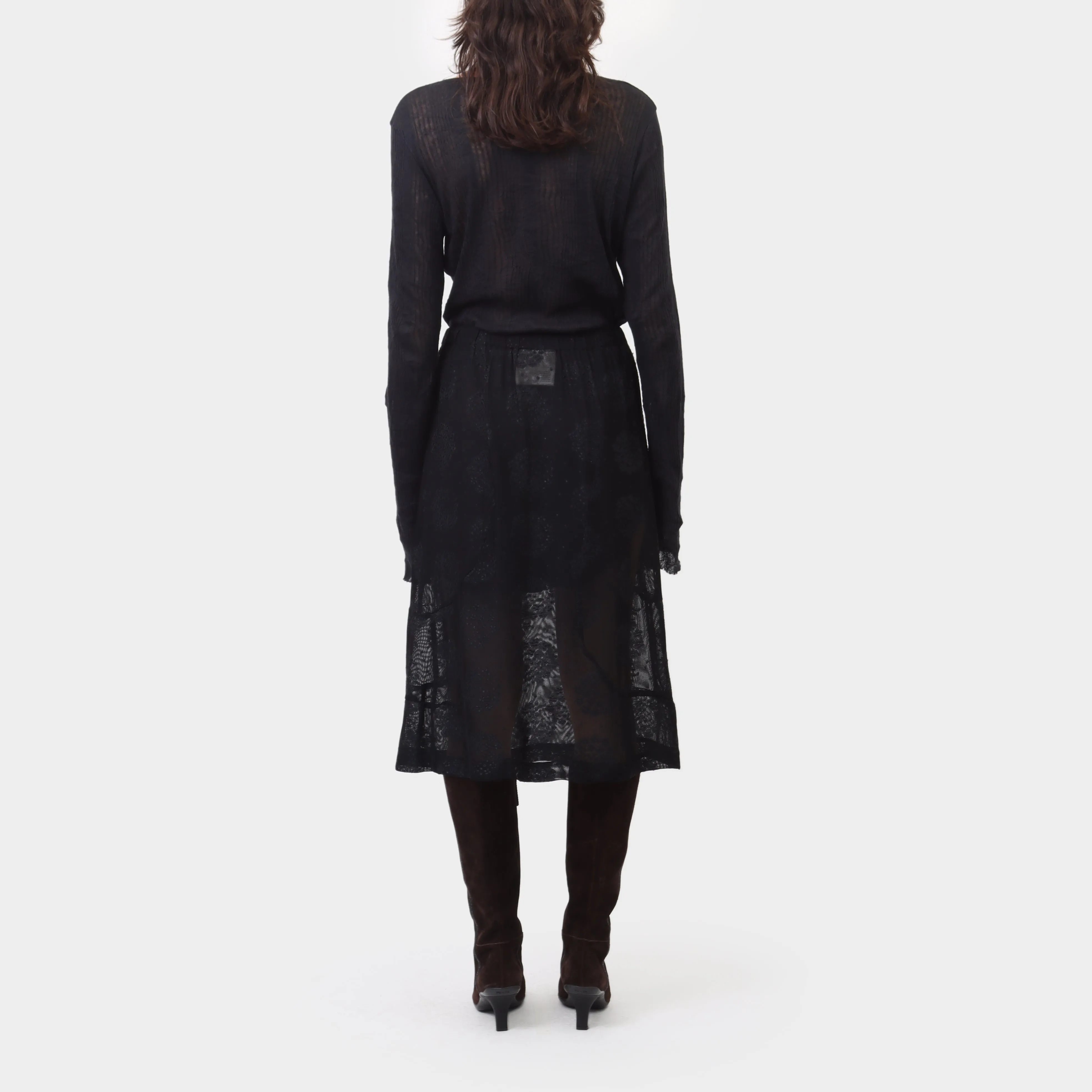 Comme des Garçons Robe de Chambre Sheer Mesh Patterned Skirt