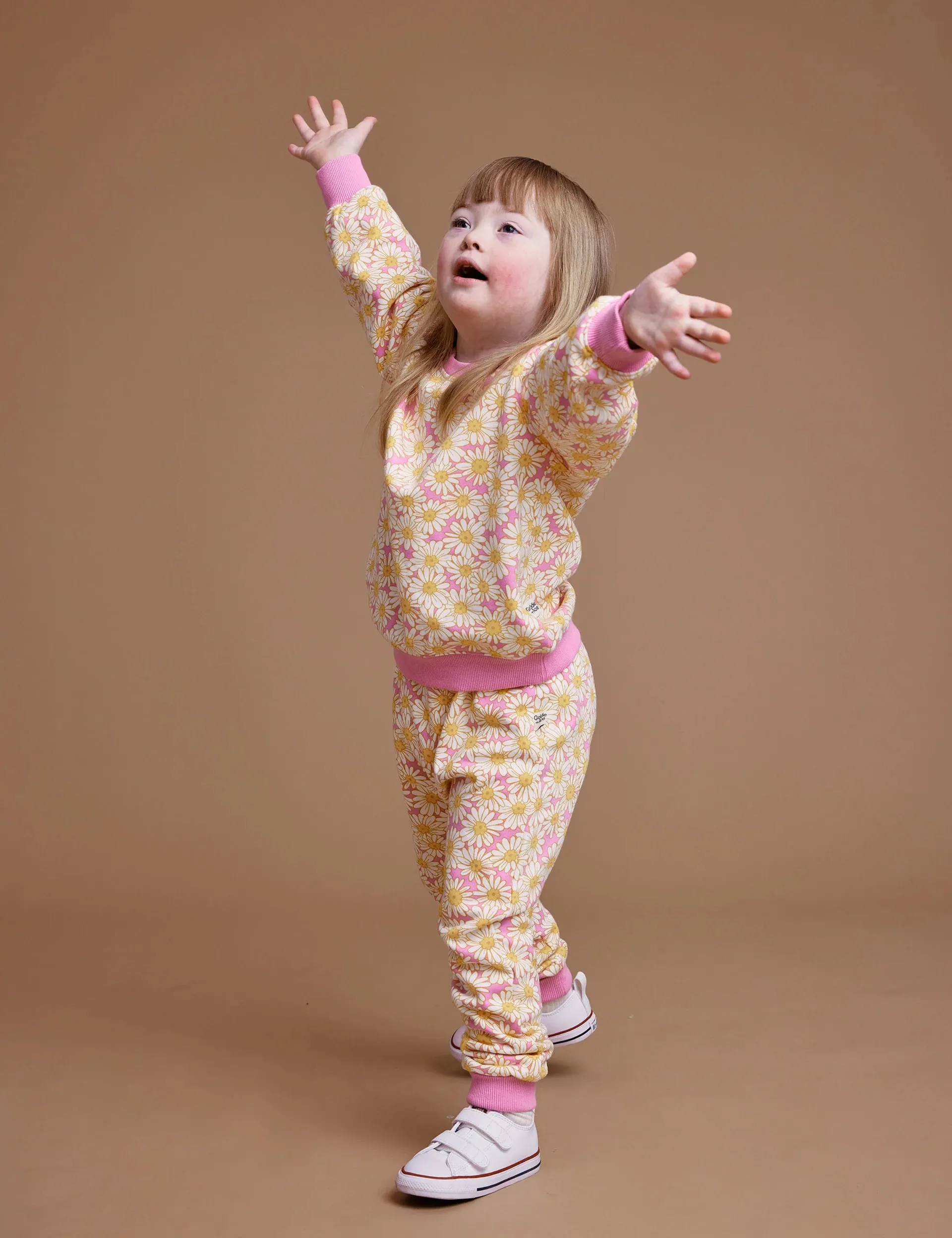 Daisy Meadow Terry Sweatpants - Fairy Floss Golden