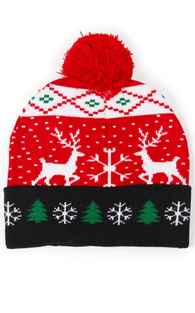 EHT10834 CHRISTMAS POMPOM HAT/BEANIE