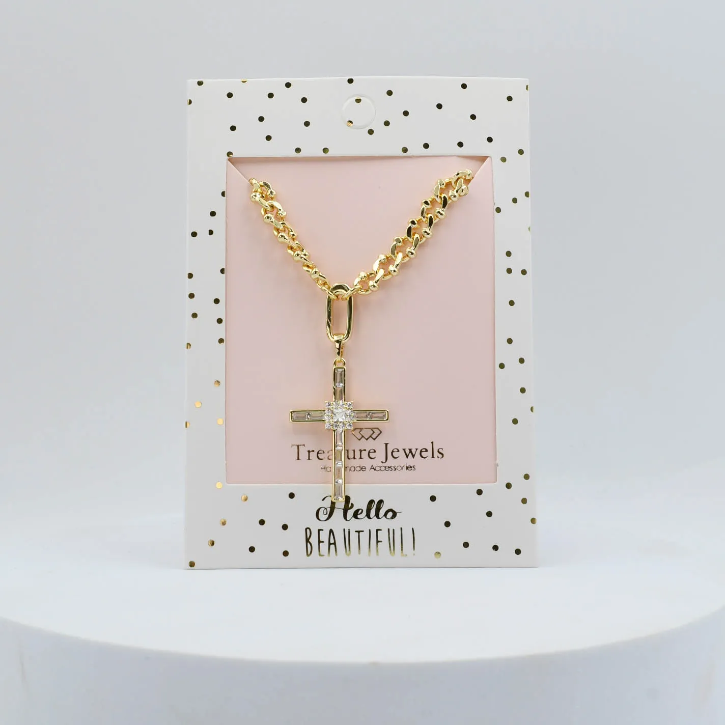 Elegant Cross Gold Necklace I-38