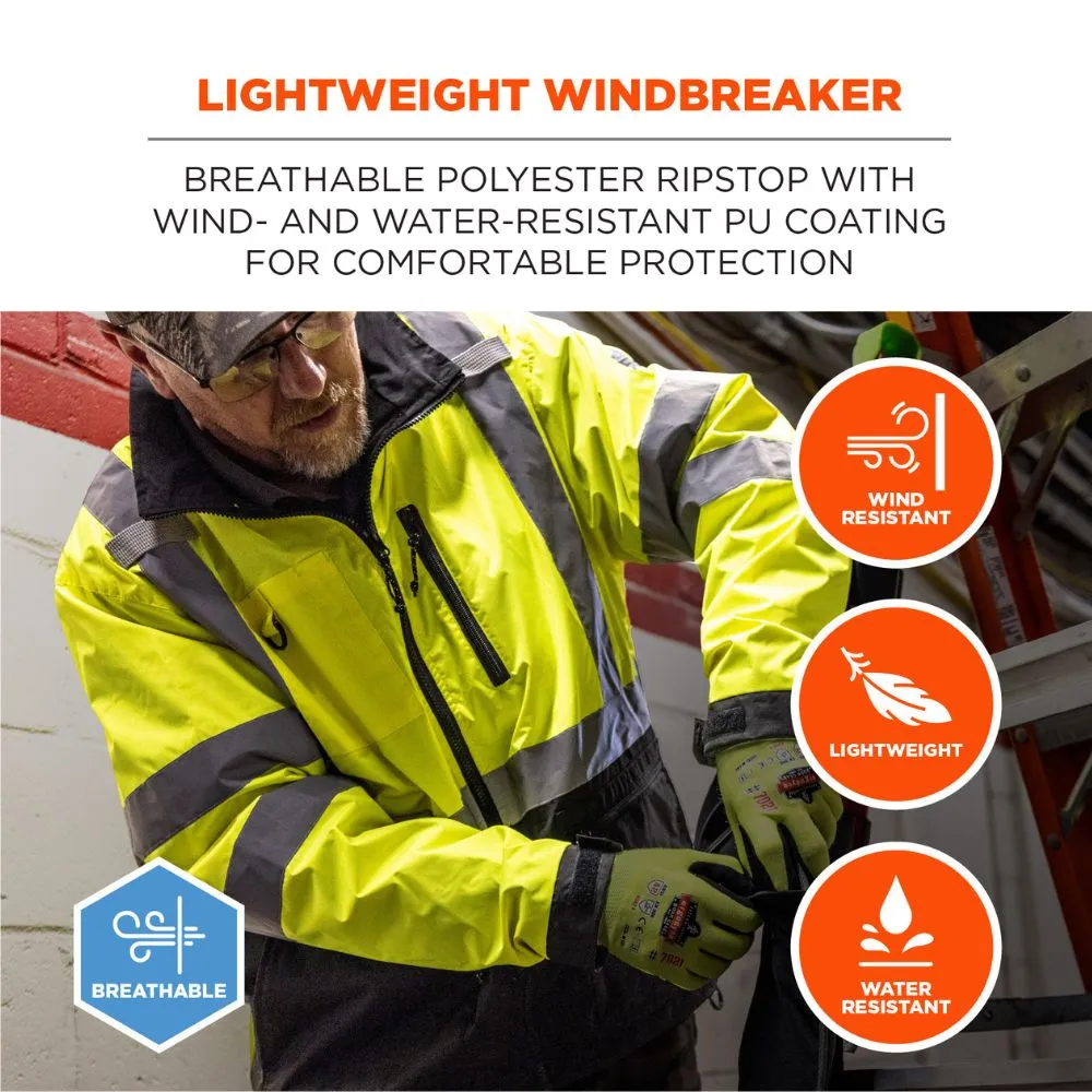 Ergodyne 23429 #8351 5XL Lime Hi-Vis Windbreaker Water-Resistant Jacket