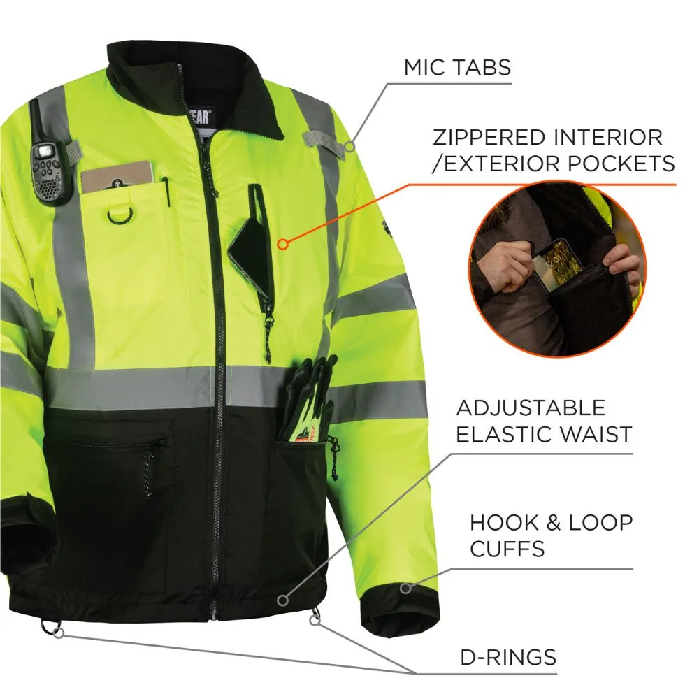 Ergodyne 23429 #8351 5XL Lime Hi-Vis Windbreaker Water-Resistant Jacket