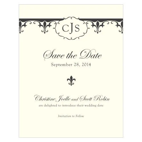 Fleur De Lis Save The Date Card Royal Blue