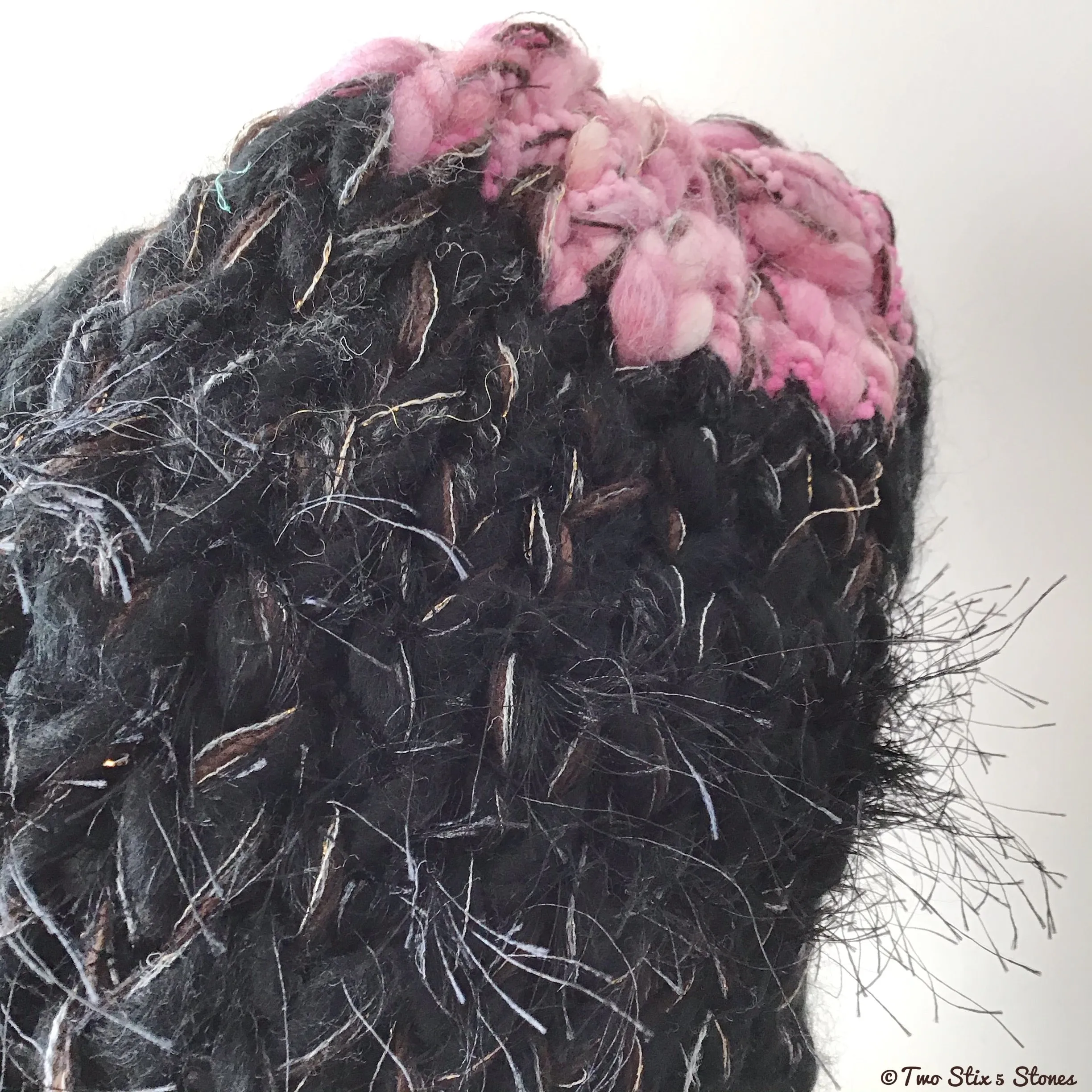 Luxe Black w/Pink Trim Slouchy Hat