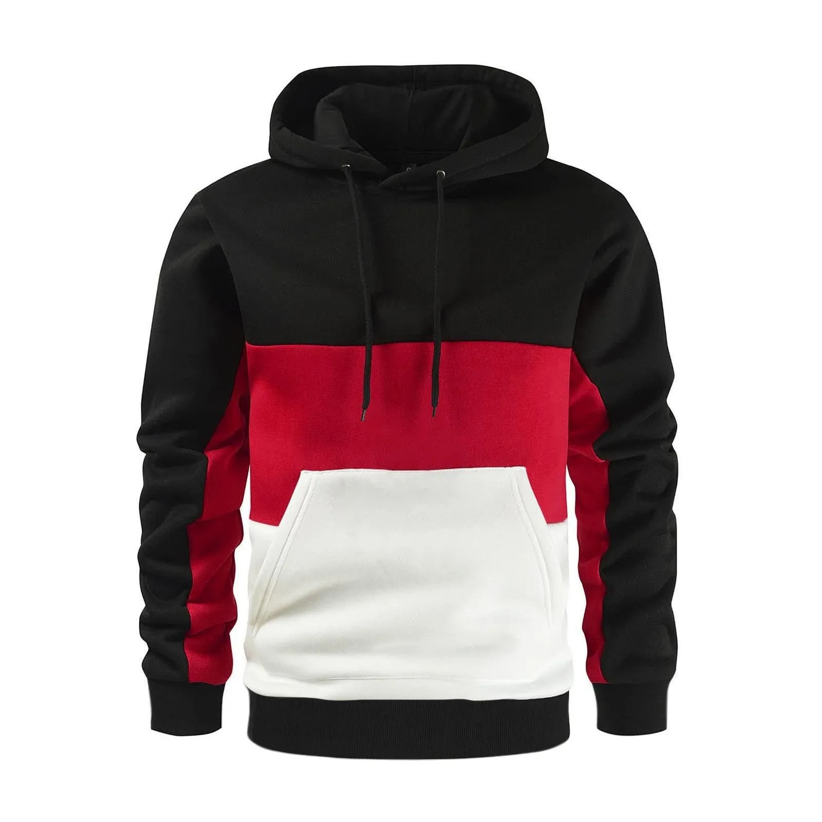 MEN'S FASHION COLOR BLOCKED SWEATSHIRT SPLICING LARGE HOODIE