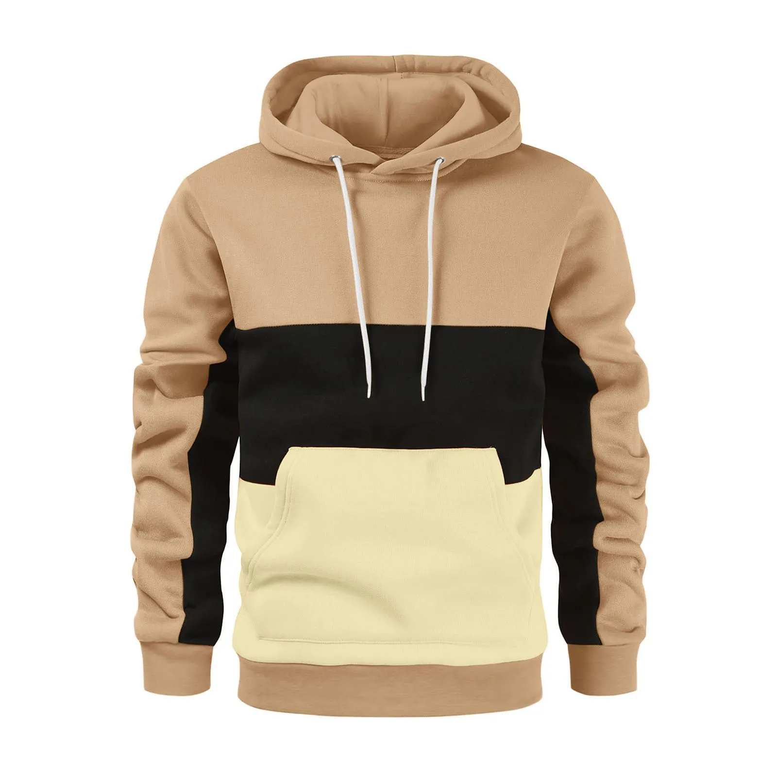 MEN'S FASHION COLOR BLOCKED SWEATSHIRT SPLICING LARGE HOODIE
