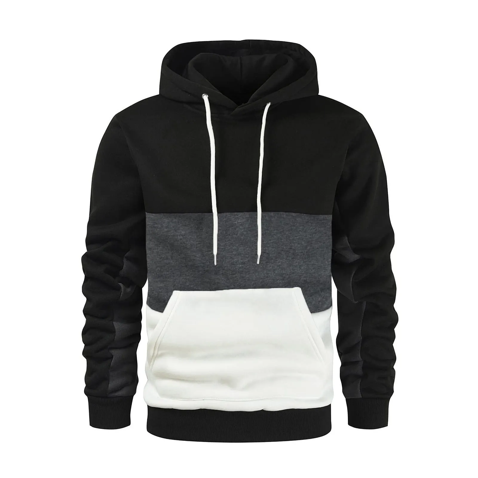 MEN'S FASHION COLOR BLOCKED SWEATSHIRT SPLICING LARGE HOODIE