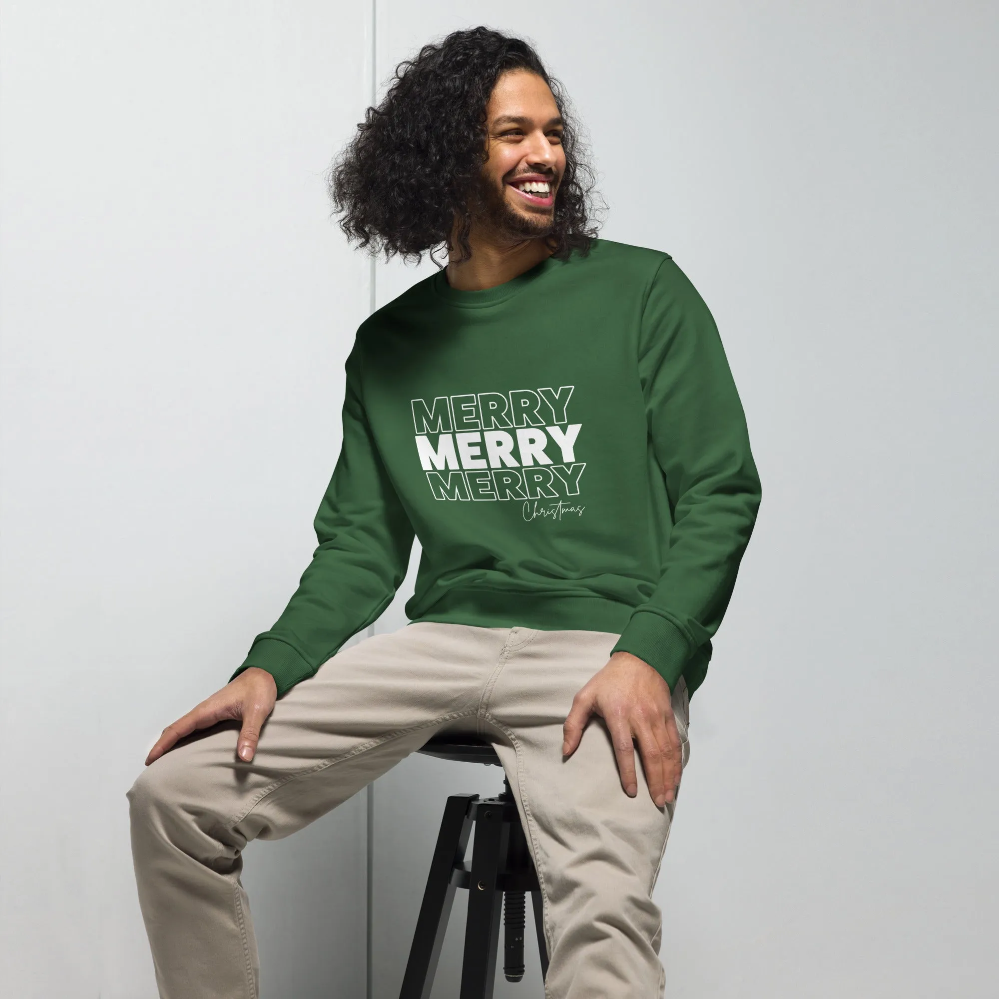 Merry Merry Merry Christmas Graphics Men Organic Sweatshirt