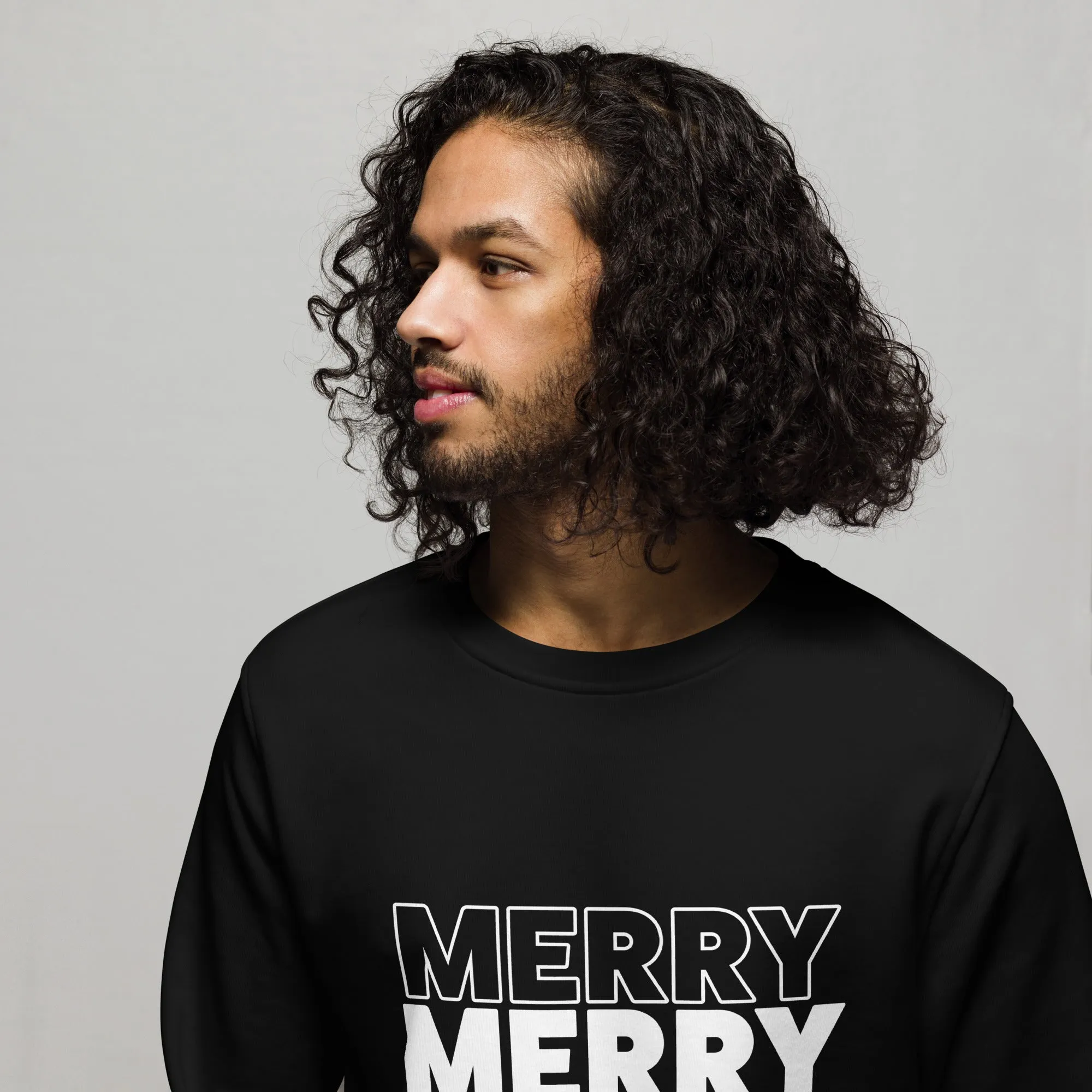 Merry Merry Merry Christmas Graphics Men Organic Sweatshirt