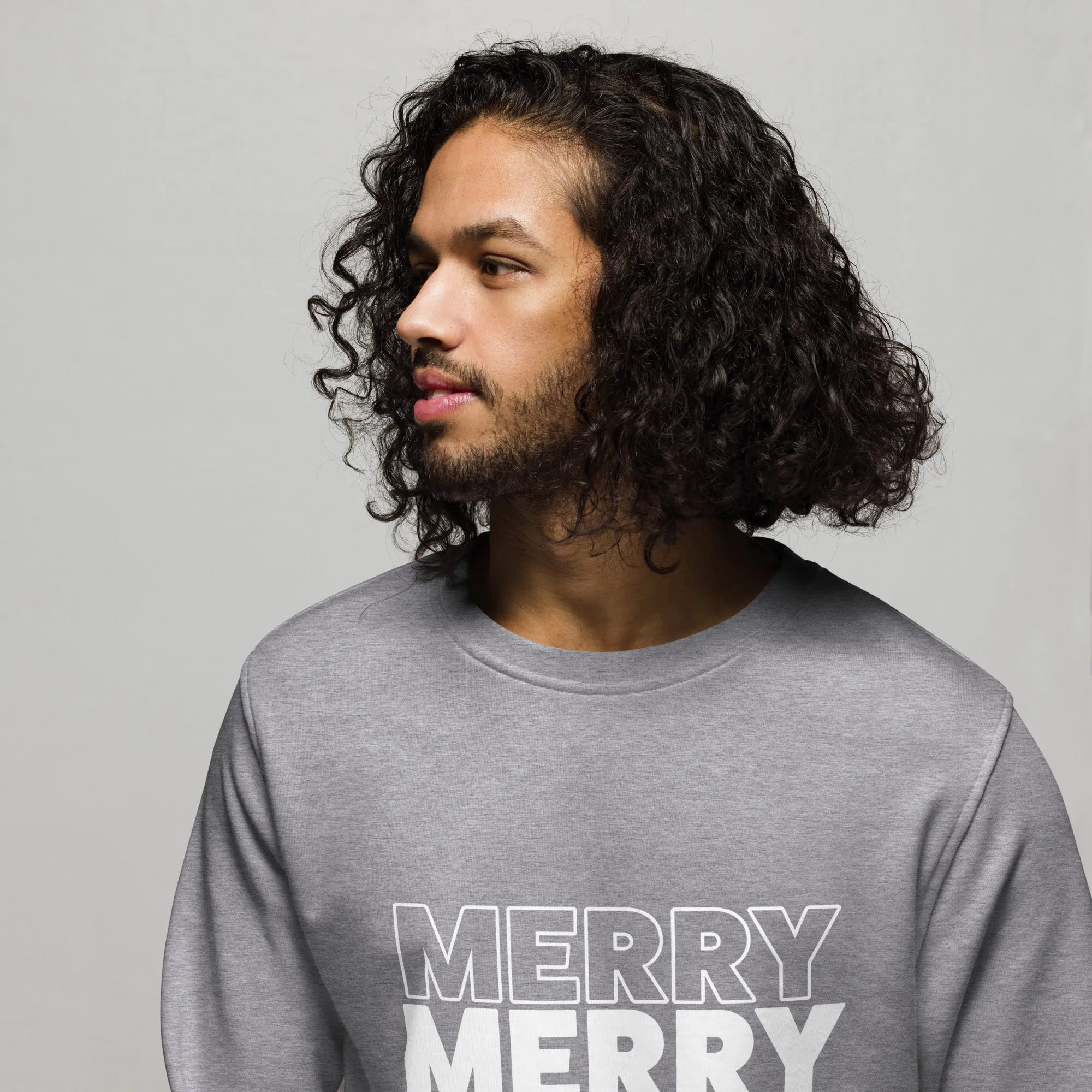 Merry Merry Merry Christmas Graphics Men Organic Sweatshirt