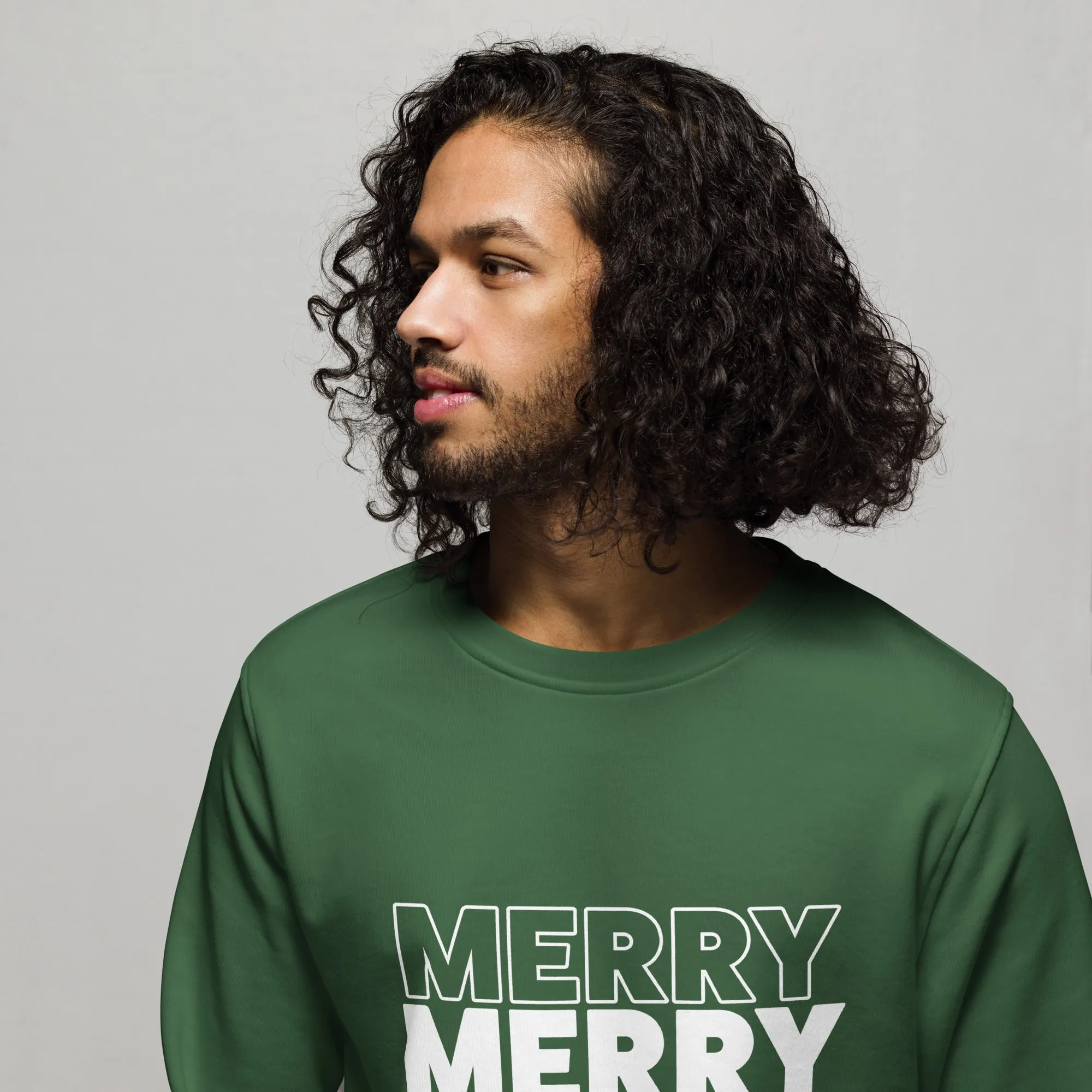 Merry Merry Merry Christmas Graphics Men Organic Sweatshirt