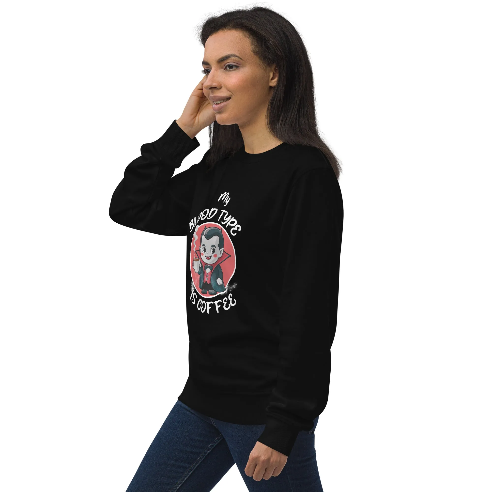 My Blood Type is Coffee Halloween Graphic Women Organic Sweatshirt