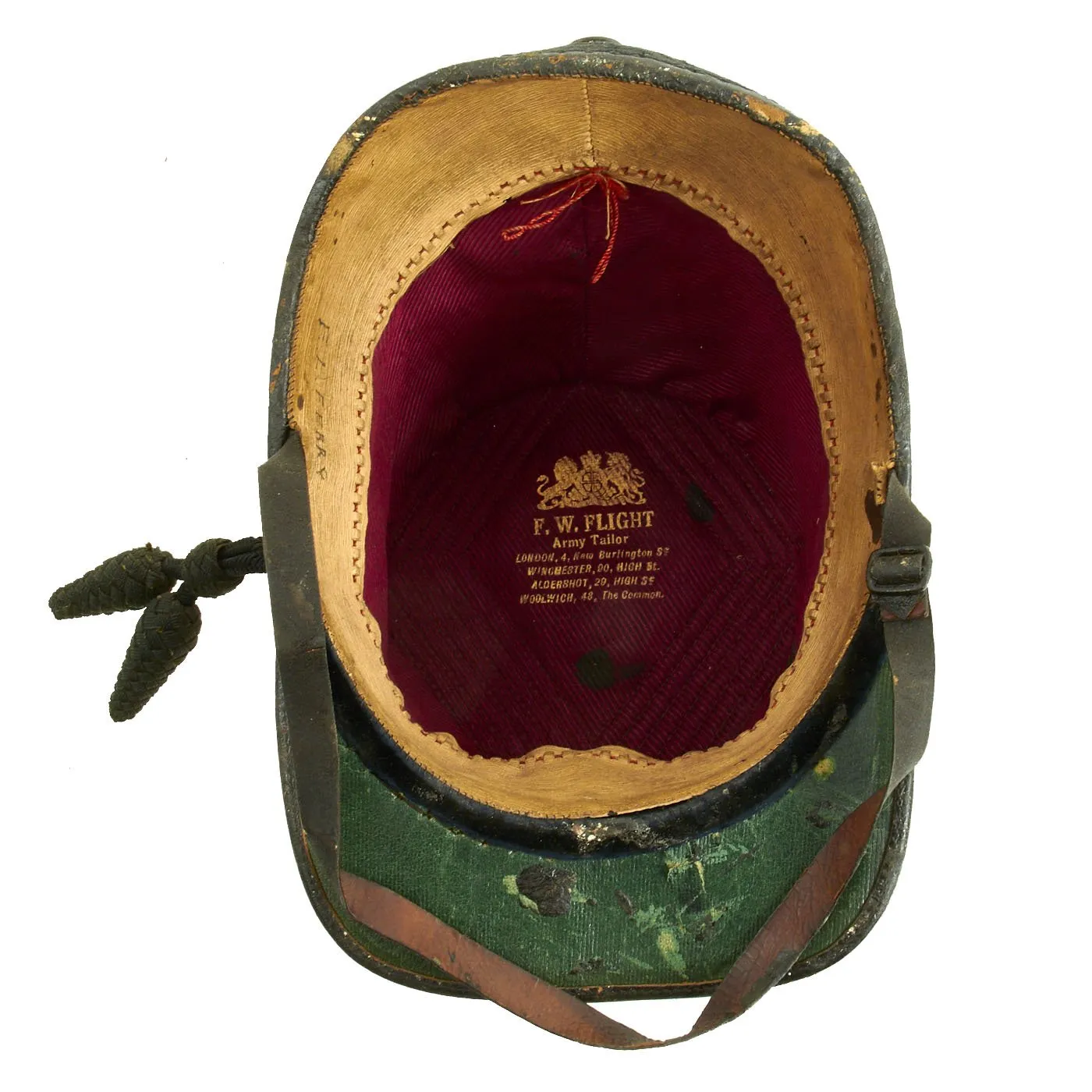 Original British Late Victorian Rifle Regiment Tschako by F.W. Flight - named to E.L. Ferry