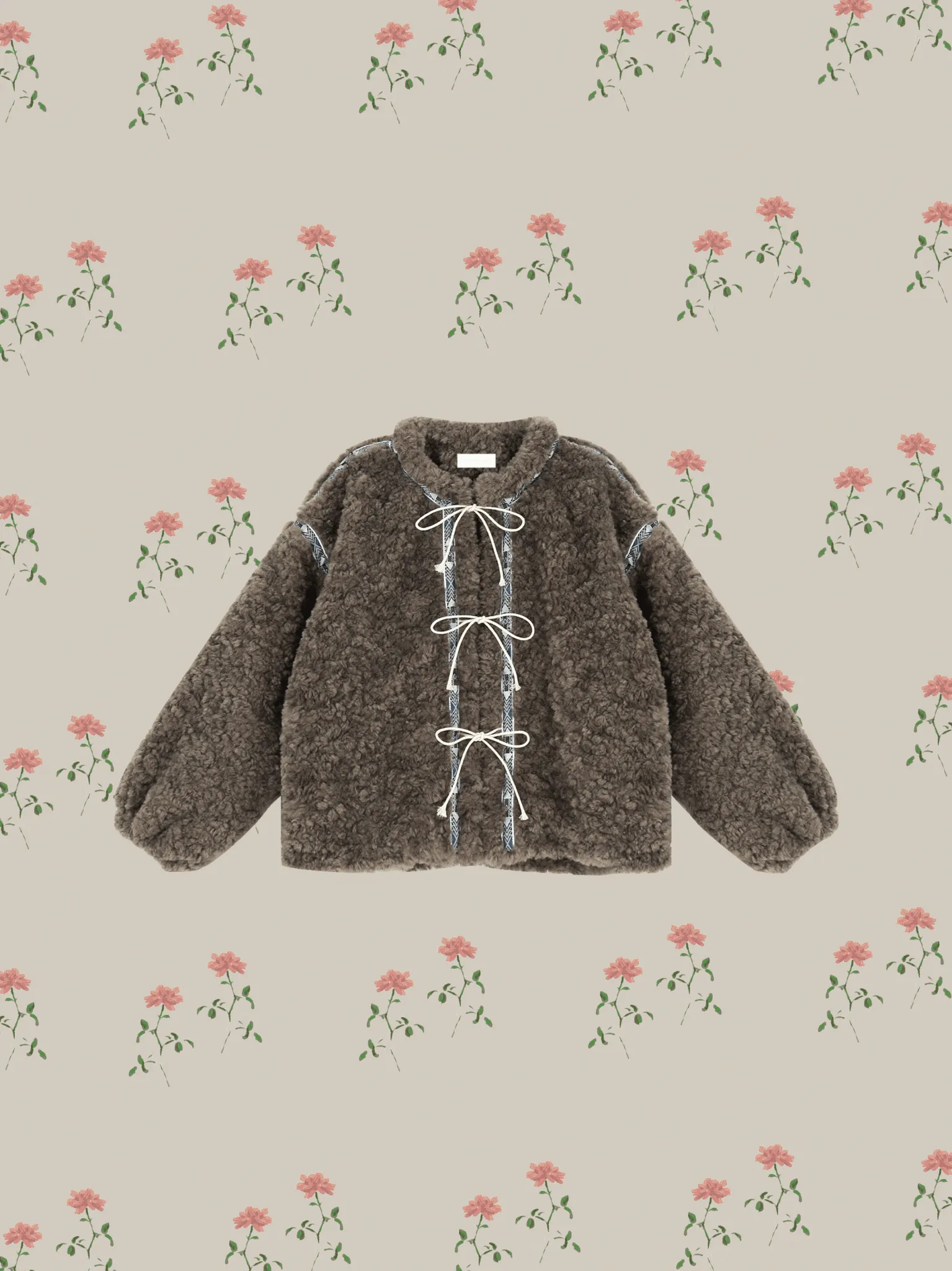 Pattern Line Shearling Boa Jacket