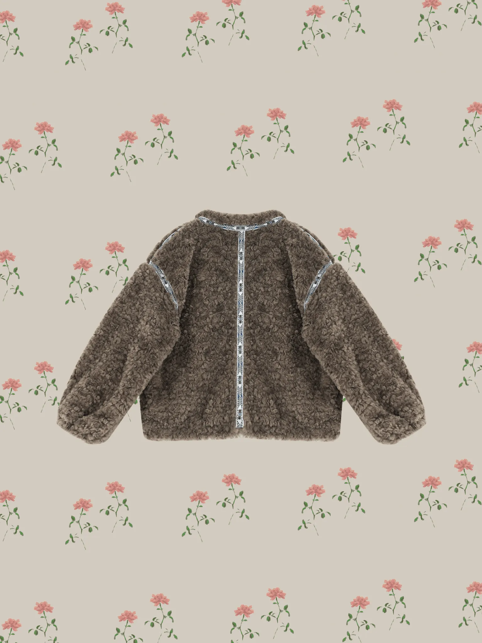 Pattern Line Shearling Boa Jacket