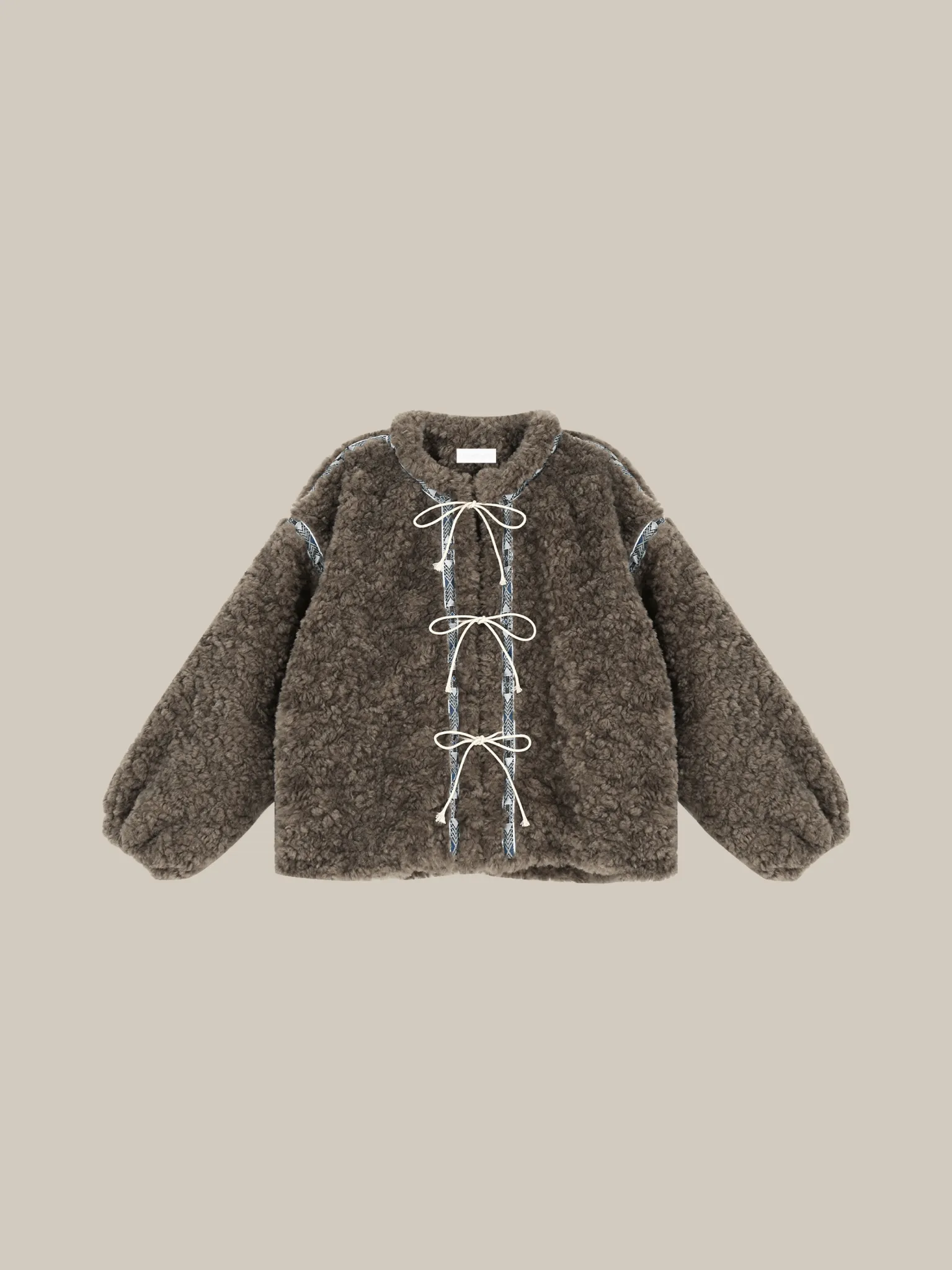 Pattern Line Shearling Boa Jacket