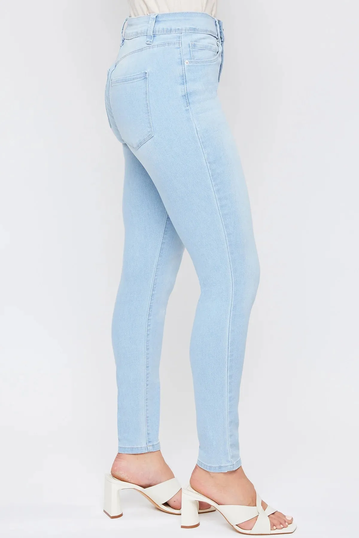 Royalty for Me by YMI High Rise Waist Belt Hoop Button & Zipper Closure Front & Back Pockets Skinny Jeans with Perfect Tummy Control
