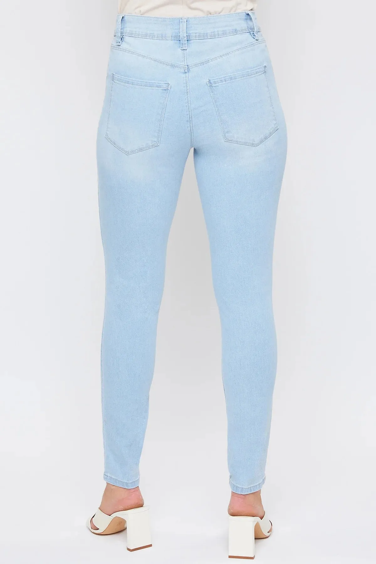 Royalty for Me by YMI High Rise Waist Belt Hoop Button & Zipper Closure Front & Back Pockets Skinny Jeans with Perfect Tummy Control