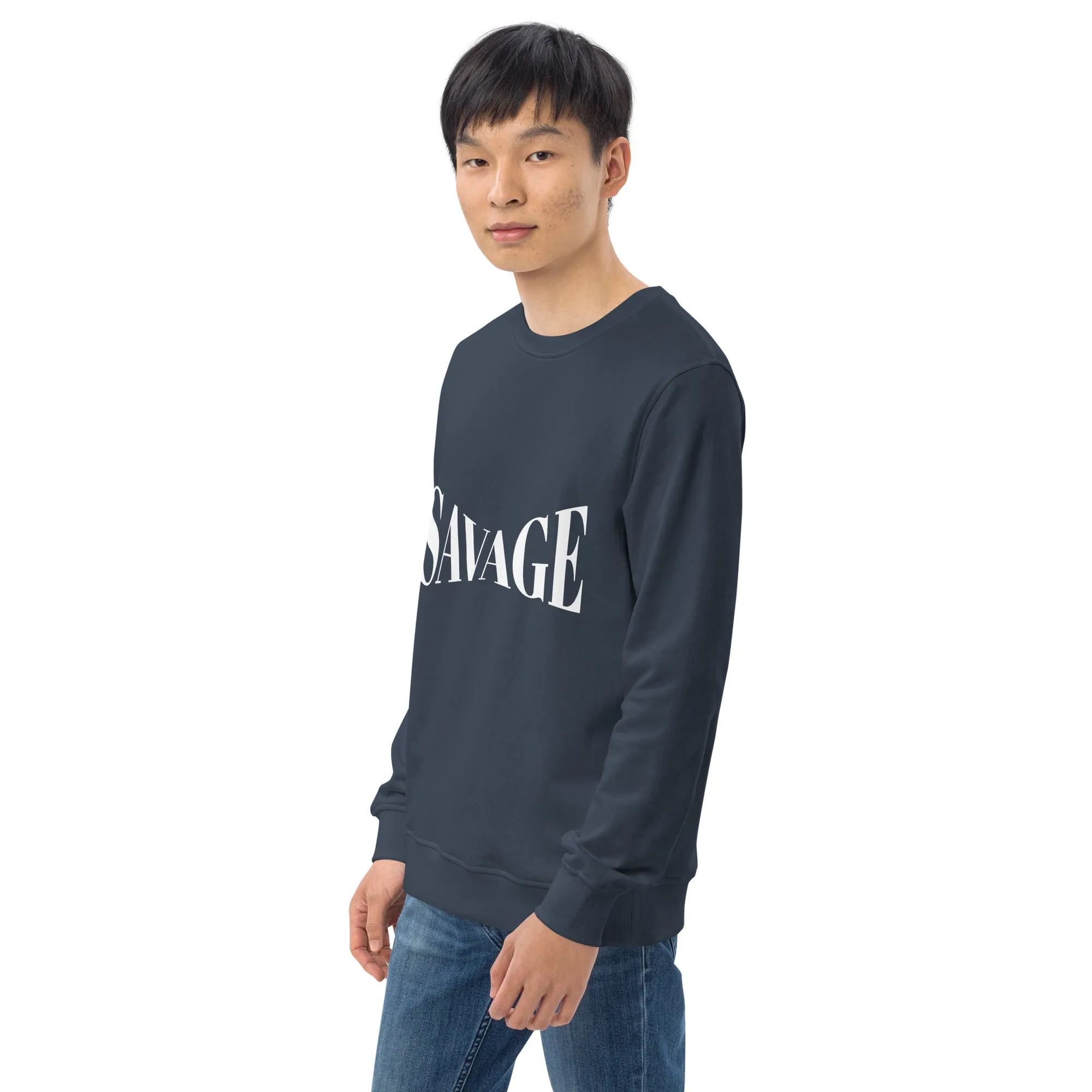 Savage Typography Graphic Men Organic Sweatshirt