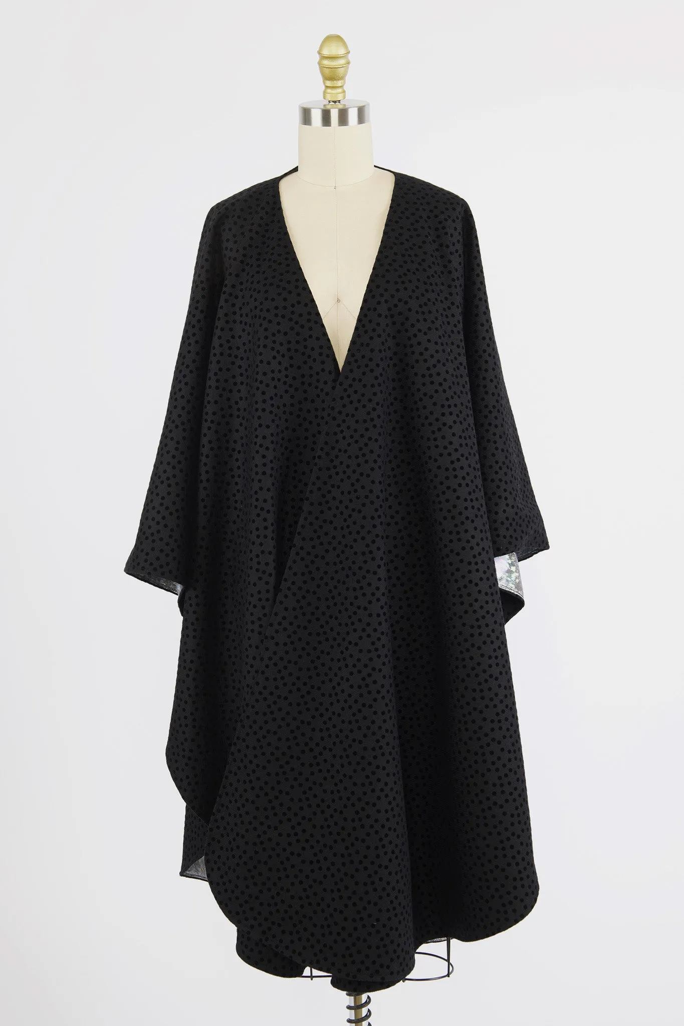 Shirley Cape in Black Flocked Wool