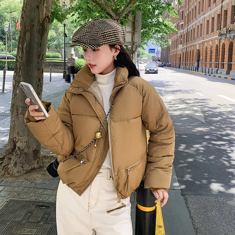 Short down cotton clothes for women's winter small people ins Hong Kong style thickened bread clothes design sense niche cotton clothes jacket tide