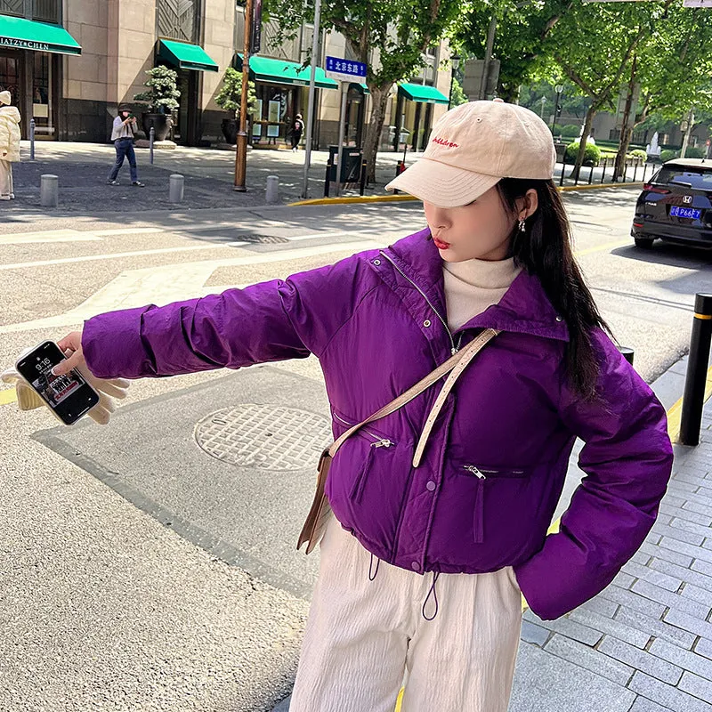 Short down cotton clothes for women's winter small people ins Hong Kong style thickened bread clothes design sense niche cotton clothes jacket tide