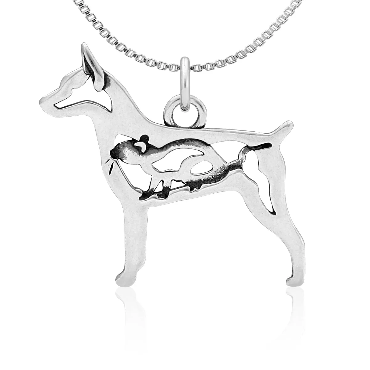 Sterling Silver Rat Terrier Necklace Jewelry, Docked Tail