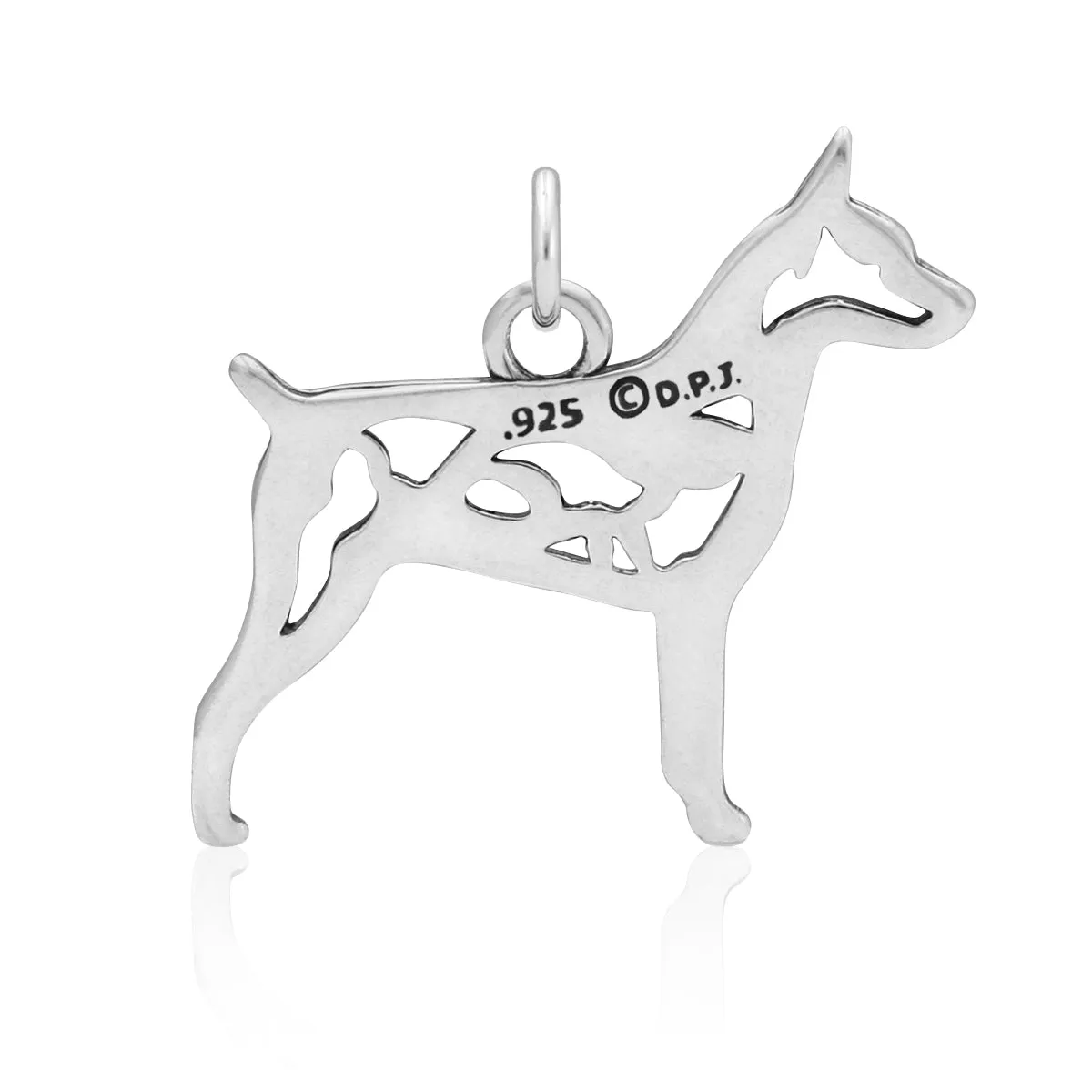 Sterling Silver Rat Terrier Necklace Jewelry, Docked Tail