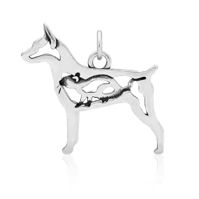 Sterling Silver Rat Terrier Necklace Jewelry, Docked Tail