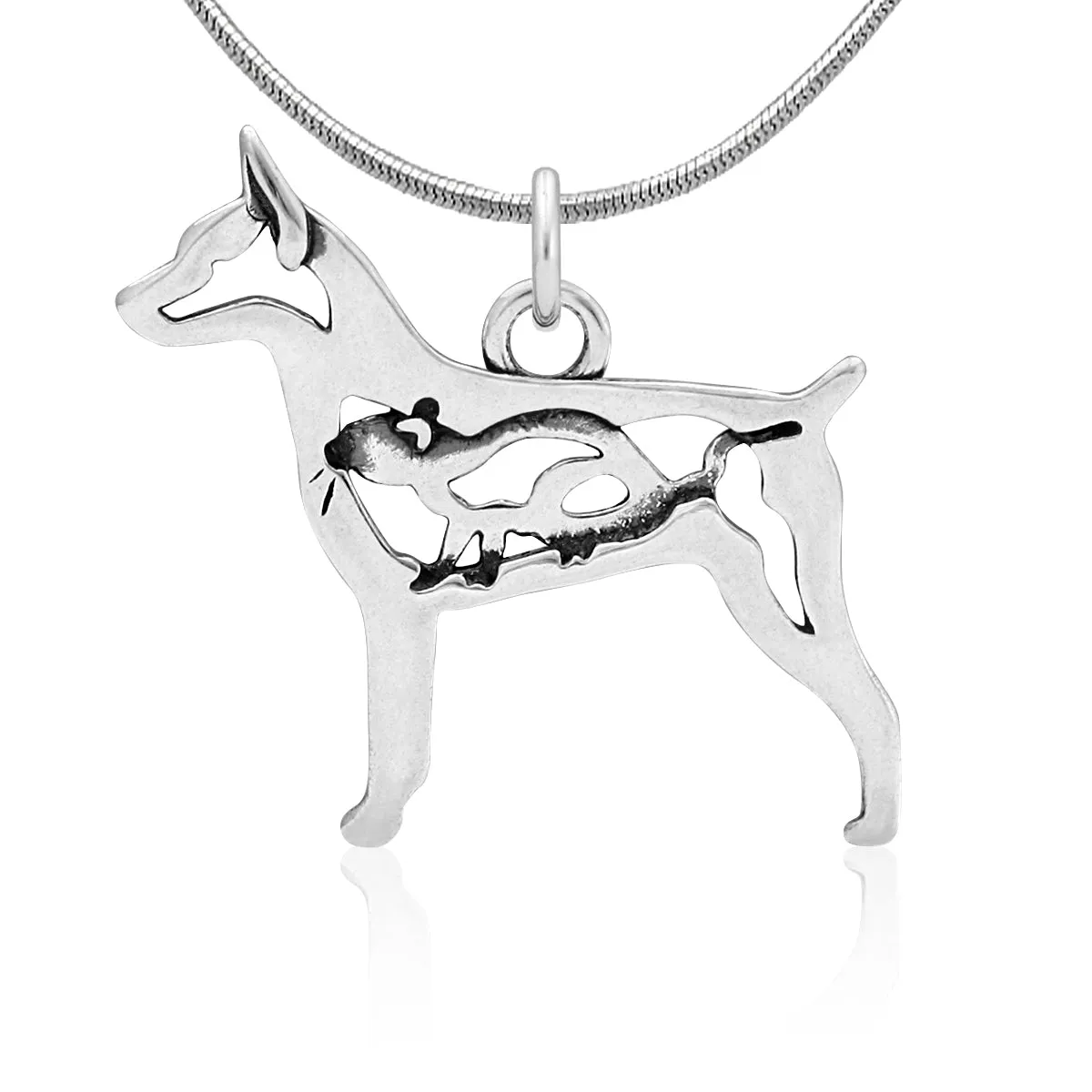 Sterling Silver Rat Terrier Necklace Jewelry, Docked Tail