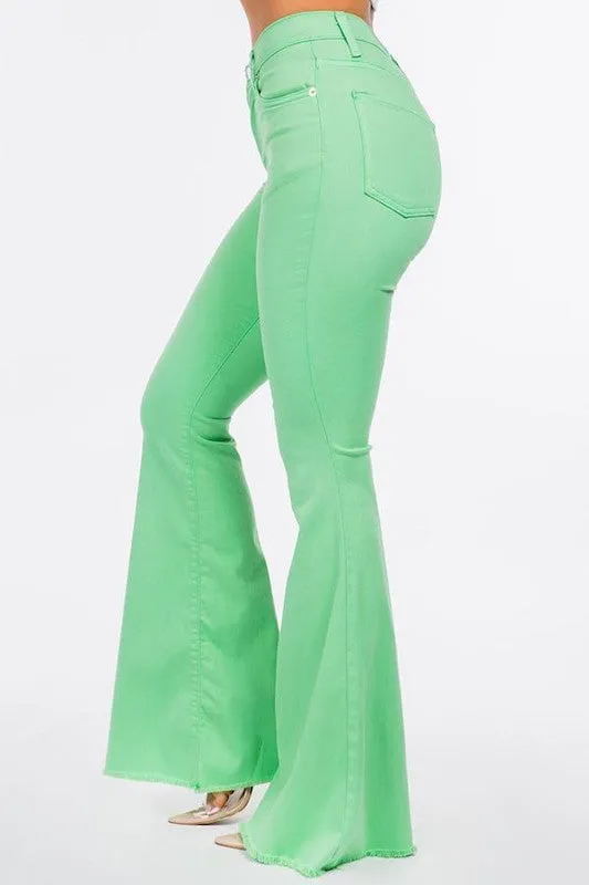 TEEK - Green Bell Bottom Jean in Lime Green- Inseam 32"