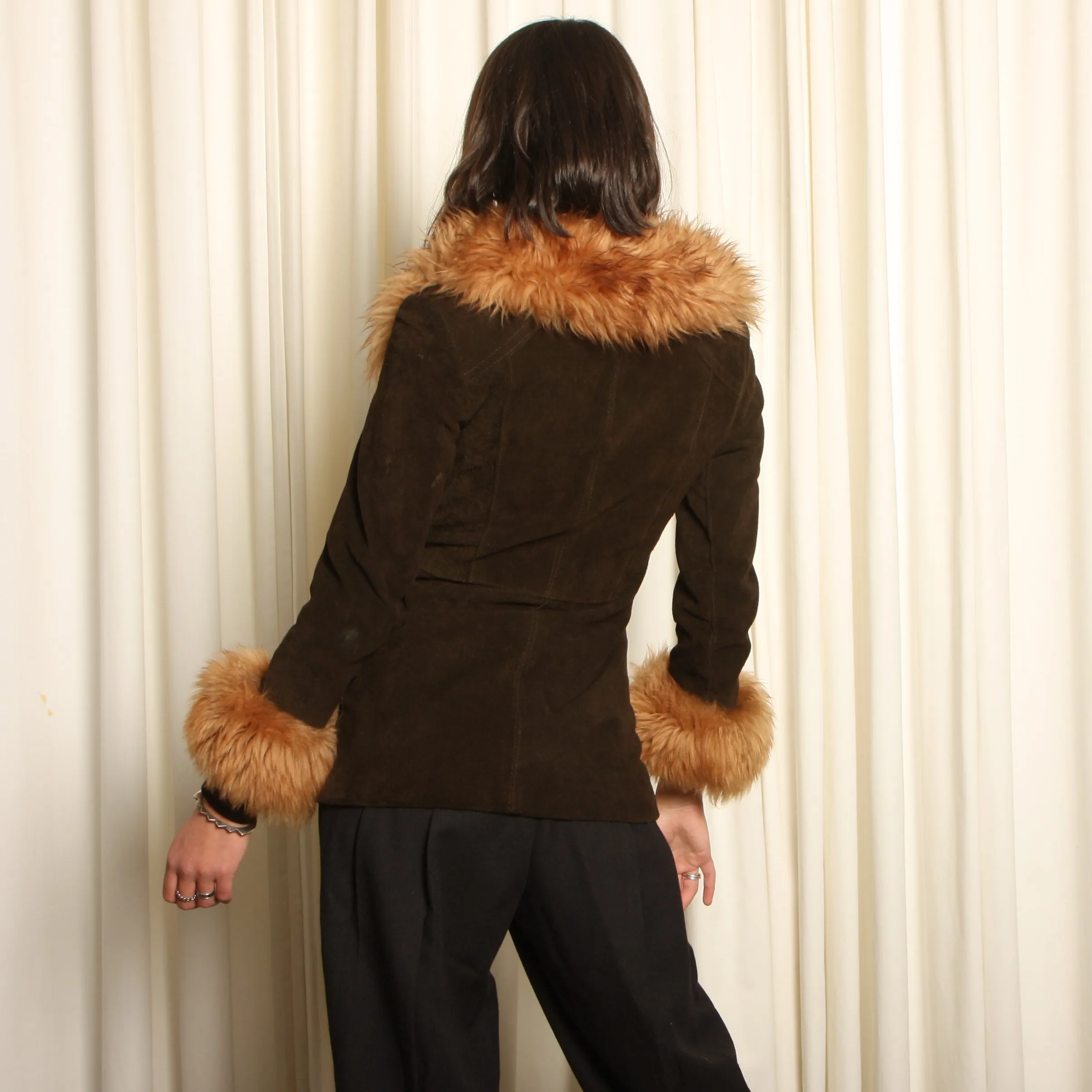 Vintage 60's Echtes Leder Suede   Lambsool Shearling Coat