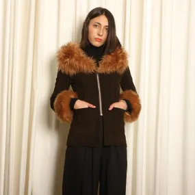 Vintage 60's Echtes Leder Suede   Lambsool Shearling Coat