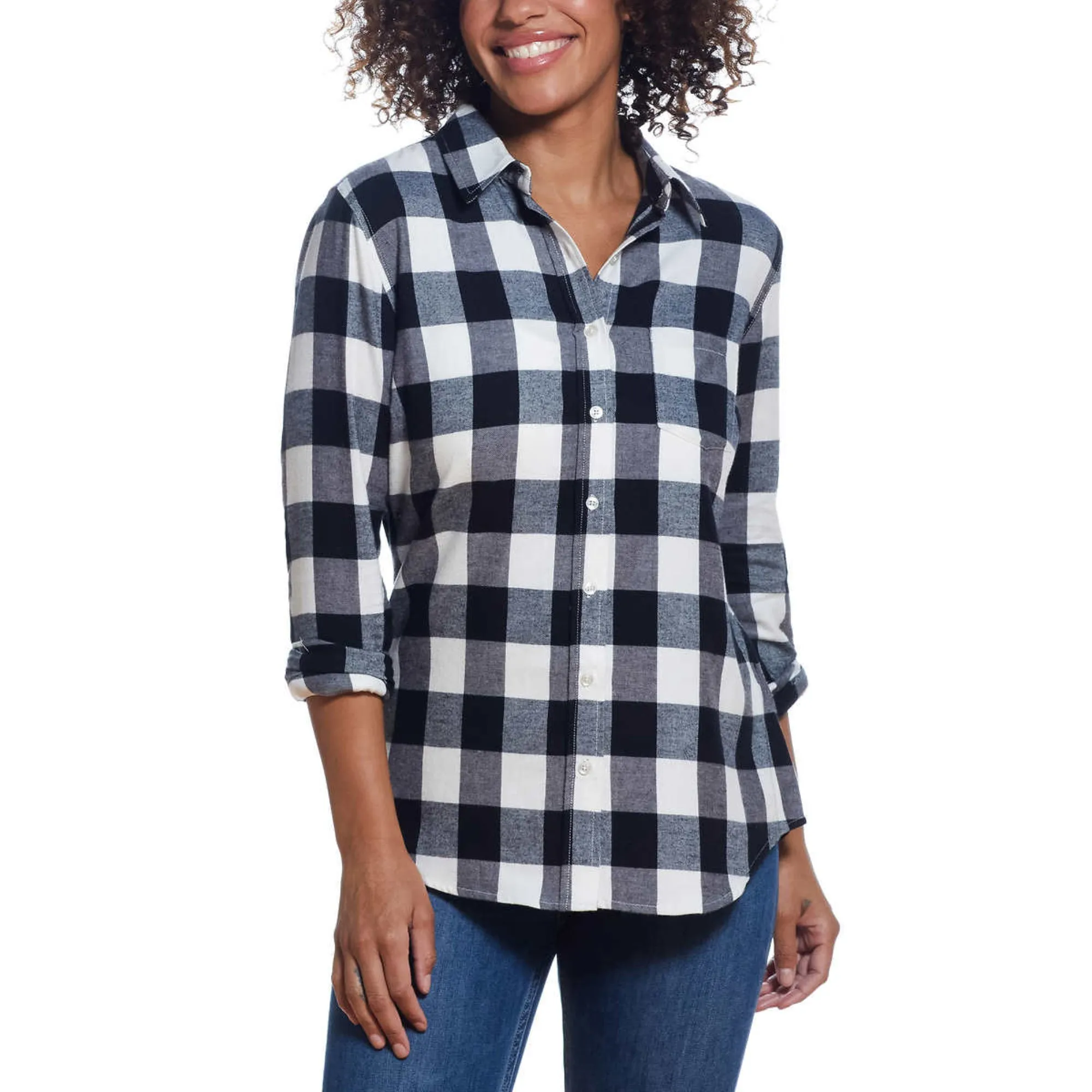 Weatherproof Vintage Women's Lightweight Super Soft Flannel Button Fron Shirt