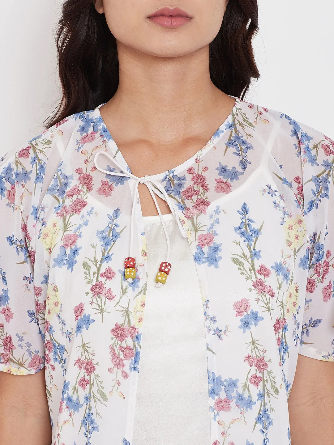 White Floral Gown - (Clearance - Final Sale)