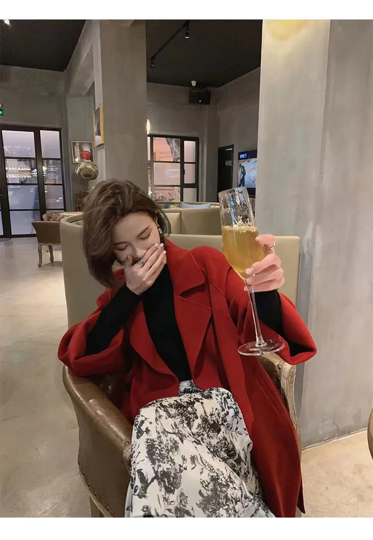 Wjczt New Sicilian Lazy Coat Elegant Double-Sided Cashmere Extended Loose plus Size High-Grade Woolen Coat