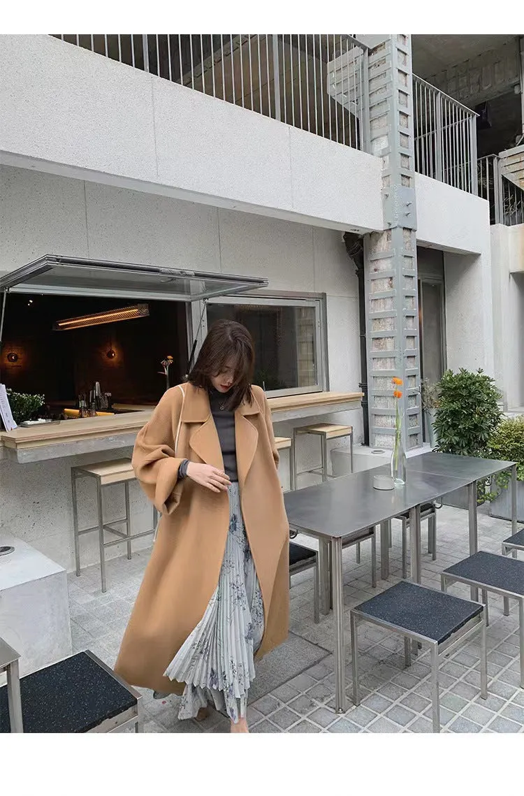 Wjczt New Sicilian Lazy Coat Elegant Double-Sided Cashmere Extended Loose plus Size High-Grade Woolen Coat